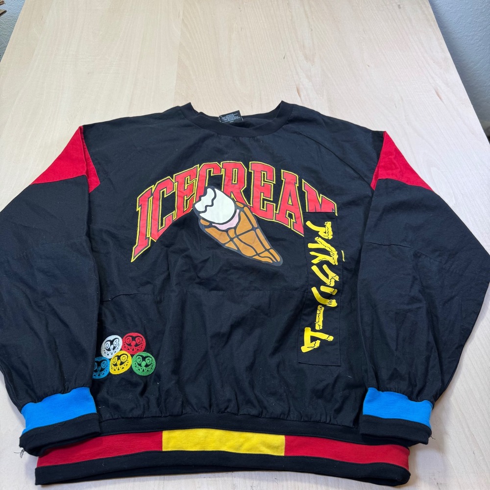 Icecream BBC Pharrell Williams Colorblock Long Sleeve Shirt Black Mens‎ Medium